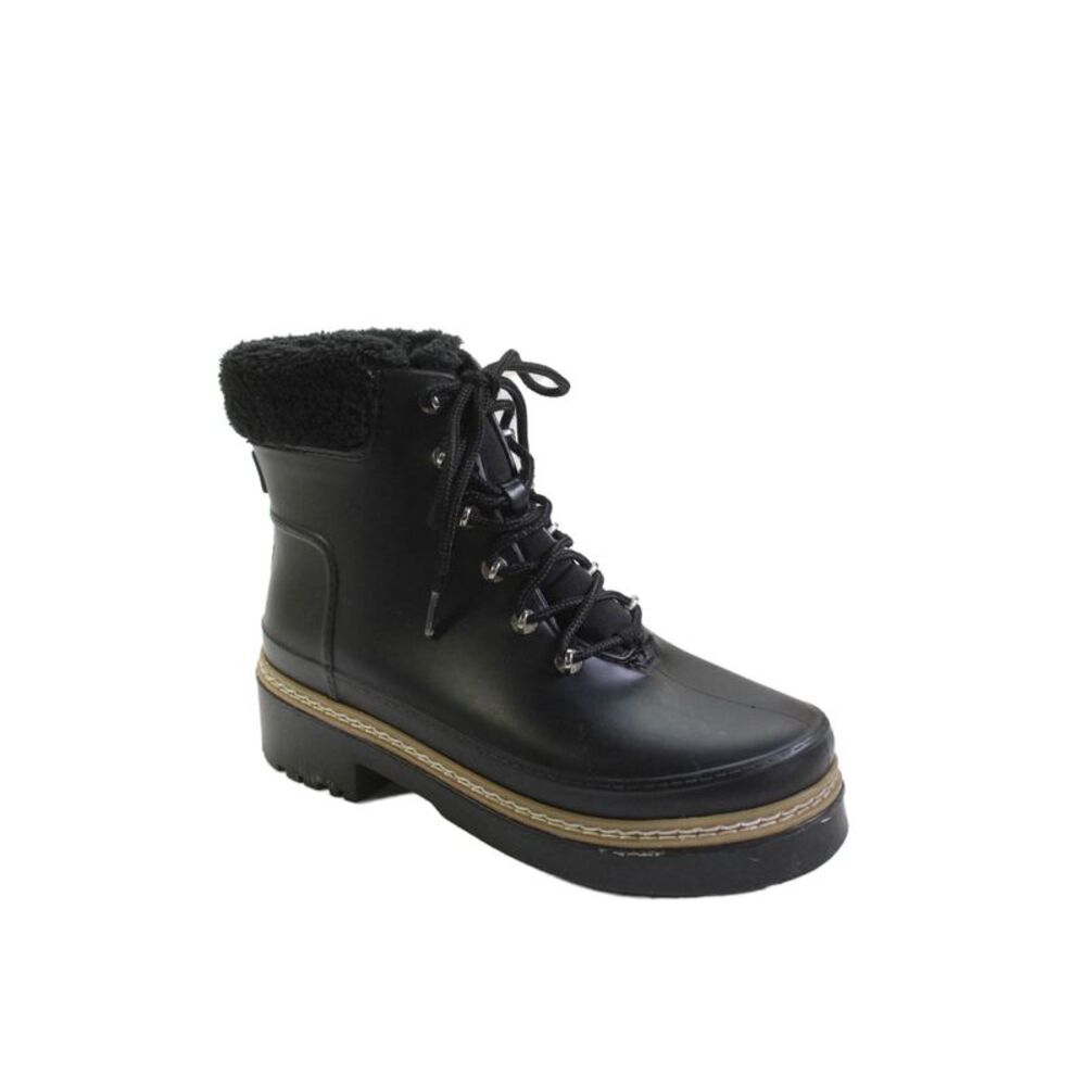 MARC FISHER LTD Womens Faux Fur Lined Lace Up Winter Boots Black Size 8